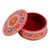 Lacquered Hand-Painted Round Papier Mache Floral Jewelry Box 'Blooms in Pink'