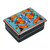 Lacquered Hand-Painted Floral Leaf Papier Mache Jewelry Box 'Colorful Flowers'
