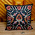 Classic Leafy Embroidered Black Silk Blend Cushion Cover 'Arcadia Nights'