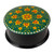Floral Round Black and Green Papier Mache Jewelry Box 'Primaveral Core in Green'