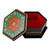 Floral Hexagon-Shaped Teal and Red Papier Mache Jewelry Box 'Altar to Splendor'