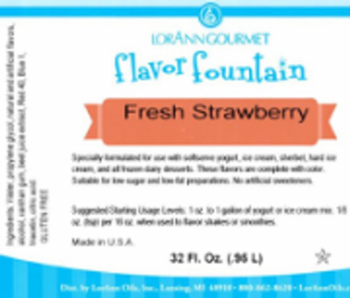Fresh Strawberry Flavour Fountain - LorAnn - 946 mL / 32 oz--SPECIAL ORDER.  PLEASE CALL FOR MORE DETAILS