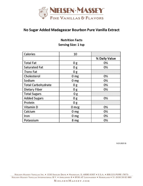 Vanilla Extract - Pure - Madagascar - NO SUGAR ADDED - 118 mL / 4 oz - Nielsen Massey--OUT OF STOCK