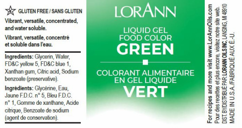 Green Food GEL Colouring - 118 mL/4 oz - LorAnn Green Food GEL Colouring - 118 mL/4 oz - LorAnn