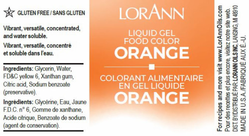 Orange Food GEL Colouring - 118 mL/4 oz - LorAnn Orange Food GEL Colouring - 118 mL/4 oz - LorAnn