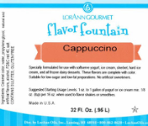 Cappuccino Flavour Fountain - LorAnn - 946 mL / 32 oz--SPECIAL ORDER. PLEASE CALL FOR MORE DETAILS Cappuccino Flavour Fountain - LorAnn - 946 mL / 32 oz--SPECIAL ORDER. PLEASE CALL FOR MORE DETAILS