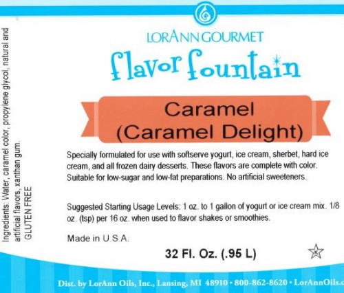 Caramel Flavour Fountain - LorAnn - 946 mL / 32 oz--SPECIAL ORDER. PLEASE CALL FOR MORE DETAILS Caramel Flavour Fountain - LorAnn - 946 mL / 32 oz--SPECIAL ORDER. PLEASE CALL FOR MORE DETAILS
