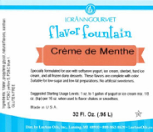 Creme De Menthe Flavour Fountain - LorAnn - 946 mL / 32 oz--SPECIAL ORDER. PLEASE CALL FOR MORE DETAILS Creme De Menthe Flavour Fountain - LorAnn - 946 mL / 32 oz--SPECIAL ORDER. PLEASE CALL FOR MORE DETAILS