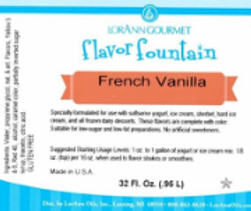 French Vanilla Flavour Fountain - LorAnn - 946 mL / 32 oz--SPECIAL ORDER. PLEASE CALL FOR MORE DETAILS French Vanilla Flavour Fountain - LorAnn - 946 mL / 32 oz--SPECIAL ORDER. PLEASE CALL FOR MORE DETAILS