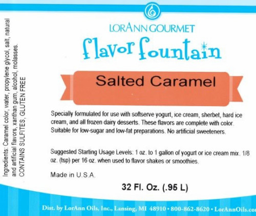 Salted Caramel Flavour Fountain - LorAnn - 946 mL / 32 oz--SPECIAL ORDER. PLEASE CALL FOR MORE DETAILS Salted Caramel Flavour Fountain - LorAnn - 946 mL / 32 oz--SPECIAL ORDER. PLEASE CALL FOR MORE DETAILS