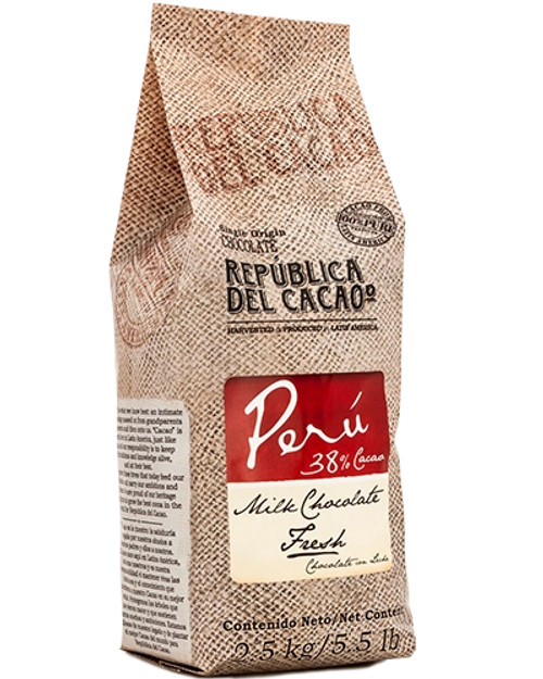 Chocolate - Milk 38% -  Peru - 2.5 kg (5.5 lb)-- Republica Del Cacao Chocolate - Milk 38% -  Peru - 2.5 kg (5.5 lb)-- Republica Del Cacao