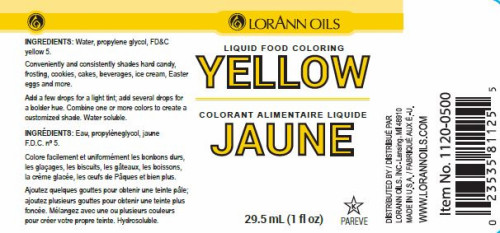Yellow Food Colouring - Liquid - 3.8 L / 1 Gallon - LorAnn--SPECIAL ORDER. PLEASE CALL FOR MORE DETAILS