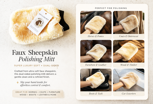 Faux Sheepskin Polishing Mitt for Horses - Dual Sided