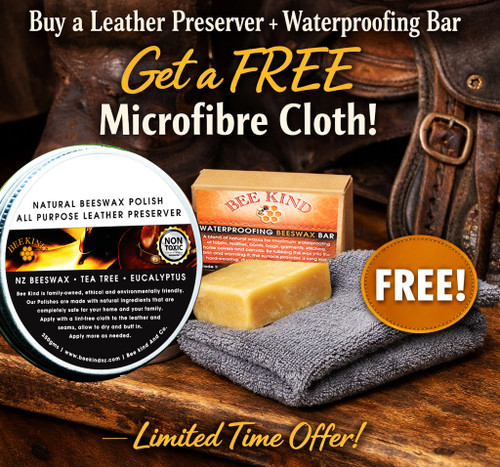 Bee Kind - Microfibre Cloth – Free with Leather Preserver & Waterproof Bar
