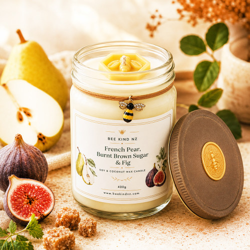 French Pear, Burnt Brown Sugar & Fig Soy & Coconut Wax Candle 400g
