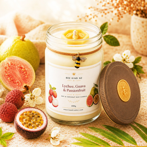 Lychee, Guava & Passionfruit Soy and Coconut Wax Candle 400g