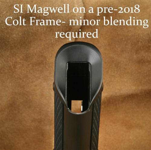 A blued Chen SI Magwell installed on a Springfield Armory Ronin 1911. A blued Chen SI Magwell installed on a Springfield Armory Ronin 1911.