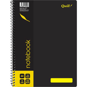 Quill Q Series Notebook 70gsm PP A4 120 Pages Side Opening - Black (Q595A/ 10595A)