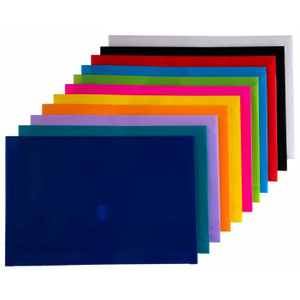 Osmer Plastic Document Wallet  with Velcro Seal Foolscap,  Assorted