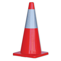 ZIONS GENERAL SAFETY EQUIPMENT TRAFFIC CONES REFLECTIVE (250mm HiVis Tape, 700mm Orange )