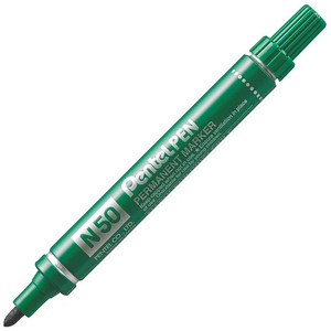 Pentel N50 Permanent Marker Bullet Point 1.5mm Green, Box of 12
