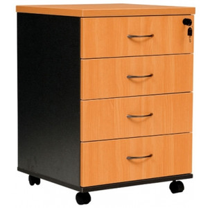 LOGAN MOBILE PEDESTAL 4 DRAWER Beech Ironstone