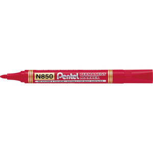 Pentel N850 Permanent Marker Bullet Point 1.5mm Red, Box of 12