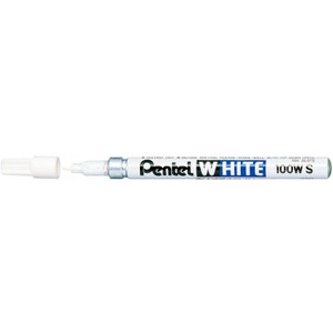 Pentel X100W White Permanent Marker Small Bullet Point White, Box of 12