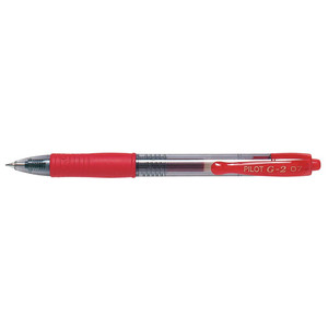 PILOT G2 RETRACTABLE GEL INK BALLPOINT PEN 0.7mm Fine Red Bx12