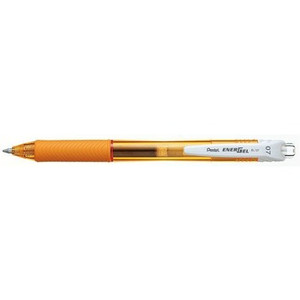 Pentel BL107 Energel X Liquid Gel Pen Retractable Fine 0.7mm Orange Barrel, Black Ink, Box of 12