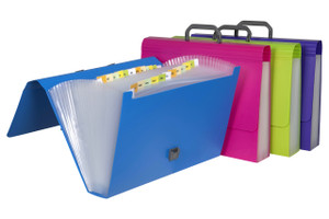 MARBIG EXPANDING CASE FOOLSCAP PP 26 POCKET SUMMER COLOURS