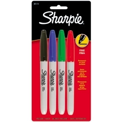SHARPIE PERMANENT MARKERS FINE TIP Pack of 4 Assorted