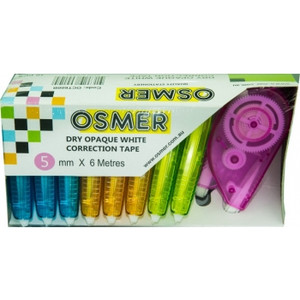 OSMER CORRECTION TAPE OFFICE PACK 5mm X 6 Metre, Pk10