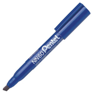 Pentel NN60 Green Label Permanent Marker Chisel Point 3.0-6.0mm Blue, Each