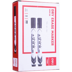 DELI/LUXOR WHITEBOARD MARKERS DRY ERASE Black Pk12 U00120 Bullet