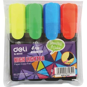 DELI / LUXOR HIGHLIGHTERS Assorted Wallet of 4 (See also DEL-S622W4)