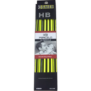 OSMER WOOD CASE HEXAGON HB PENCIL PREMIUM WITH ERASER Box of 12