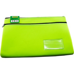 PENCIL CASE NEOPRENE - 35.5CM X 26CM - 2 ZIP WITH NAME CARD INSERT - GREEN
