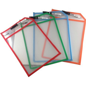 WRITE & WIPE A4 ERASABLE SLEEVE WITH BLACK MARKER ASSORTED COLOURS (EACH)