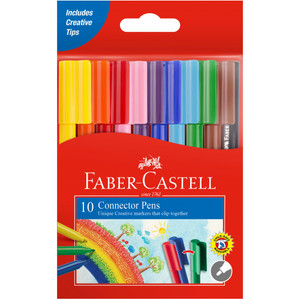 Faber-Castell Connector Pen Colour Markers, Assorted Pack of 10 (11-150-A-153010)