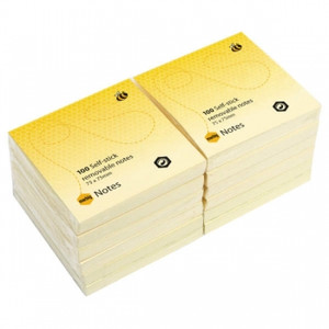 MARBIG NOTES Repositional 75x75mm Yellow Pk12