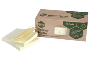 MARBIG ENVIRO NOTES 75x75mm Yellow 12PK
