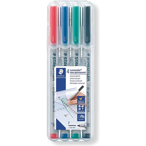 Staedtler 315 Lumocolor Pens Non-Permanent 1.0mm Medium - Wallet of 4 Assorted Colours