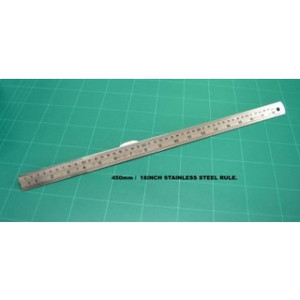 OSMER STAINLESS STEEL METAL RULER DUAL MEASURE 45cm / 18inch