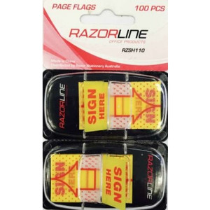 RAZORLINE SIGN HERE FLAGS Pkt 100 (Pack of 2) (Replaced by DEL-A10101)