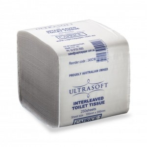 CAPRICE ULTRASOFT INTERFOLD TOILET TISSUE 2 Ply, 250 Sheets, Suits DSIL Dispensers, Ctn36