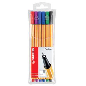 STABILO POINT 88 FINELINER 0.4mm Assorted, WALLET 6