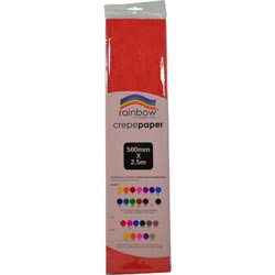 RAINBOW CREPE PAPER 500mmx2.5m Red, Pk12