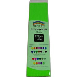 RAINBOW FLURO CREPE PAPER 500mmx2.5m Green (Pack of 12)
