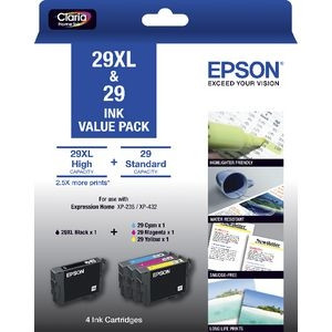 EPSON 29XL BLACK AND 29 COLOUR INK CARTRIDGES VALUE PACK